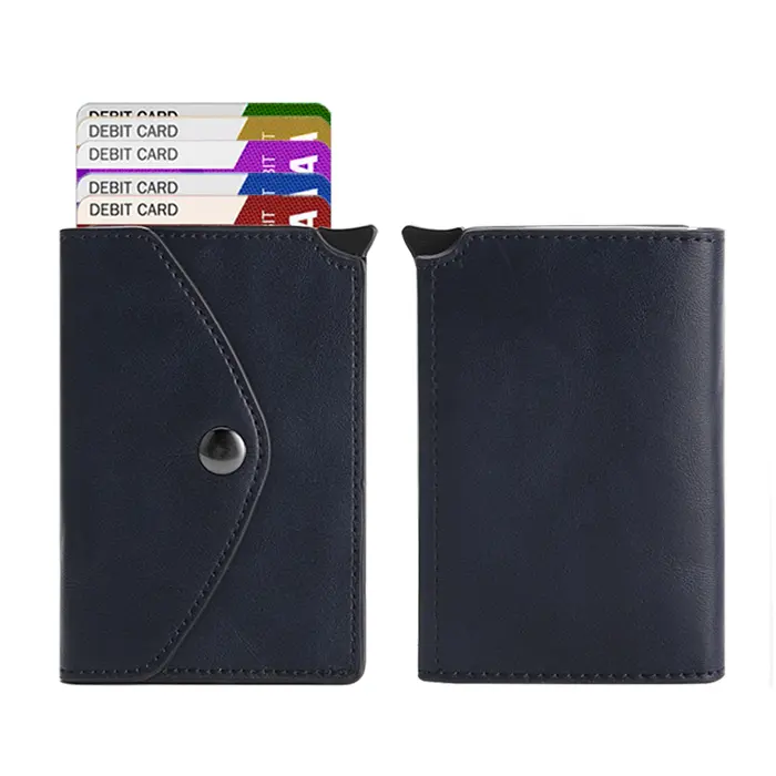 High Cost-effective minimalist automatic wallet men rfid card holder,9.6*6.4*0.9cm slim smart pop up wallet card holder