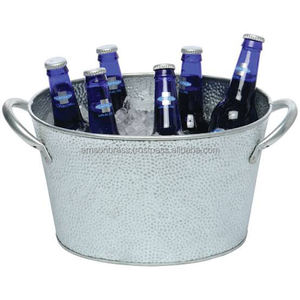 Bac à vin galvanisé en métal et fer avec poignée latérale Bac à boissons Refroidisseur à vin Bac à vin décoratif Bar Party Ice Bucket - Product Image 4