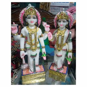 Estatua de mármol blanco exclusivo, estatua de Vishnu Laxmi - Product Image 1