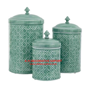 Set of 3 Metal Canister Set for Kitchen Use/Royal Design Metal Canister Set for Kitchen Storage