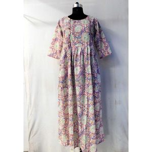 Robe longue boutonnée pour femme, style bohème hippie, en pur coton indien tissé, tissu de haute qualité, pour tenue décontractée - Product Image 1