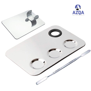 Palette de mélange Mack Up en acier inoxydable avec spatule cosmétique pour un usage esthétique fabriqué au Pakistan - Product Image 3