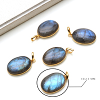 Collier pendentif en labradorite plaqué or 14x10 MM pour femme, avec chaînes délicates en pierre de diamant et perles en laiton, cadeau chrétien vintage, vente en gros