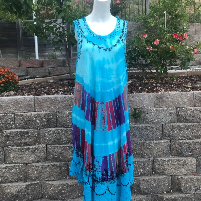 Vestido de verano y playa, caftán, suelto, tie dye