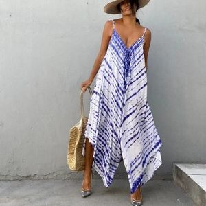 Mono Tie dye azul informal para mujer, mono largo sin mangas, Sexy, bohemio, para playa, verano 2023 - Product Image 1