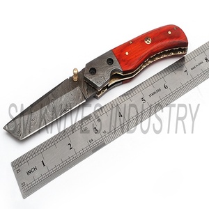 มีดดามัสกัสที่กำหนดเองที่ทำด้วยมือที่สวยงามซับล็อคมีดพับบิดรูปแบบ (Smk1259) - Product Image 5