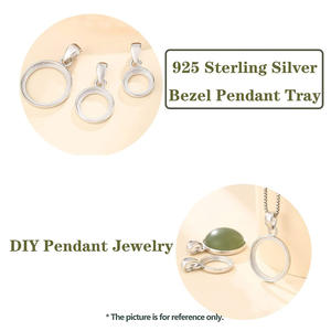 Colgante liso de Plata de Ley 925 con bisel, Gargantilla redonda de 27 MM, accesorios de joyería, venta al por mayor - Product Image 4