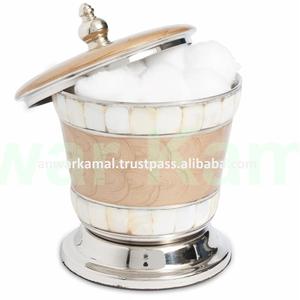 Support en coton et métal de haute qualité, avec feuille en nacre et émail brun, accessoire poli pour soins de la maison - Product Image 2