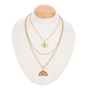 Venta caliente collar de abalorio de Luna multicapa para mujer nueva llegada cadena gruesa chapada en oro joyería de moda Hip Hop - Product Image 1