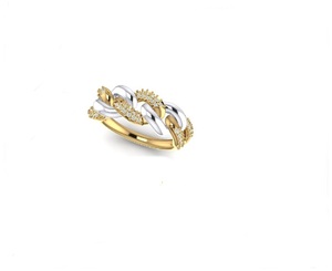Exclusive 0.60TCW Real Round Diamond Designer <b>Ring</b> in <b>14K</b> Multi-Tone <b>Gold</b> - Product Image 2