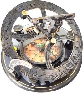 Brújula de reloj de sol grande de latón náutico-5 pulgadas en caja de palisandro Regalo vintage calibrado de grado superior por Calvin hancrafraft - Product Image 4