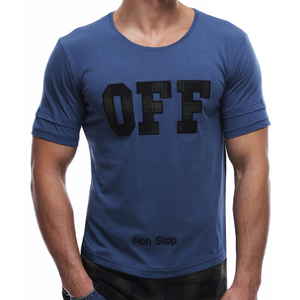 100% algodón, 150 gsm algodón de manga corta de cuello redondo de diseño del logotipo del oem de los hombres t camisa - Product Image 1