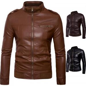 Stand Collar 100% Genuine Cow Skin Leather <b>Jacket</b> Distressed Brown Winter Fashion <b>Jacket</b> - Product Image 1