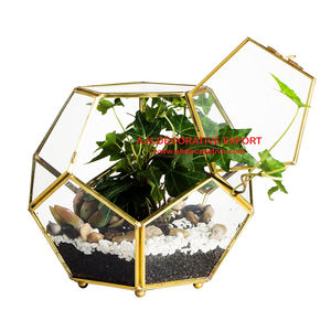 Gold Plated Frame Glass <b>Terrarium</b> Planter Vase High Quality Handicraft Home Decorative Flower Pots Factory Direct <b>Sales</b> - Product Image 4