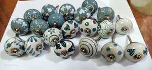 Black and White Ceramic <b>Knobs</b> Kitchen Hand Painted Floral Antique Usage Home Dresser <b>Door</b> Cabinet Handmade <b>Decorative</b> Turquoise - Product Image 5