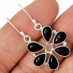 High Quality Genuine <b>Black</b> Onyx Pear Brilliant Cut Bezel Setting Gemstone Earring Beautiful Fashion Silver <b>Jewelry</b> Manufacturer - Product Image 1