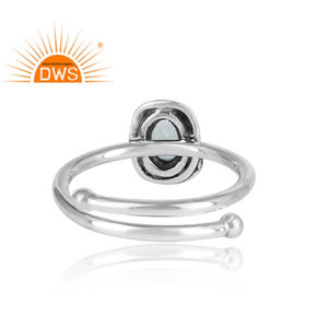 Anillo ajustable oxidado de amatista verde Natural, anillo apilable de Plata de Ley 925 de corte ovalado para todos los tamaños - Product Image 4