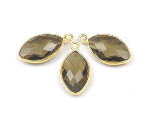 Smokey <b>Quartz</b> Natural Multi Gemstone Marquise Shape Gold Plated Jewelry Single Bail Bezel Handmade Connector - Product Image 2
