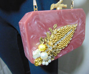 Handmade Vintage Styled <b>Resin</b> <b>Stone</b> Flower Purse Box Clutch Elegant Acrylic for Women for Winter Spring Summer Dress Fashion - Product Image 6