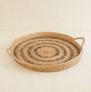 Customized Shape <b>Large</b> Brown Rattan Serving <b>Tray</b> with Woven Design Highest Quality Elegant Food <b>Tray</b> From India Versatile Use - Product Image 2