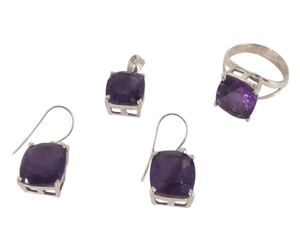 925 conjunto de joyas de piedras preciosas de plata con pulseras de amatista de ensueño conjuntos de joyas de desgaste de fiesta femenina para regalo - Product Image 1