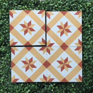 การออกแบบห้องน้ำกระเบื้องการเย็บปะติดปะต่อกันกระเบื้องซีเมนต์โทนสีแดงสีน้ำตาลสีเหลืองเต็มร่างกายกระเบื้องผนัง - Product Image 3