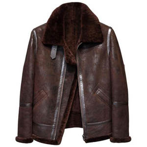 Blouson d'hiver pour homme, nouveau modèle 2019, veste bombardier, à col en fourrure véritable, marron chocolat, puces, tendance - Product Image 1