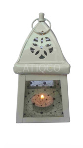 Home Decoration Green Iron Lantern Printed Glass <b>Pillar</b> new tealight votive candle <b>light</b> dinner decor garden votive - Product Image 6