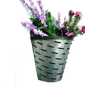 Vases muraux suspendus en métal galvanisé pour fleurs Décoration murale de style ferme pour jardin domestique - Product Image 1