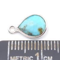 Pendentif en argent sterling 925 plaqué argent avec turquoise en forme de poire Kingman Block, fabrication artisanale de bijoux