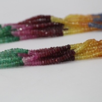 Fil de perles facettées rondes de 3 mm en rubis, émeraudes et saphirs naturels multicolores pour la fabrication de bijoux – Fournisseur tendance