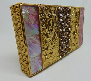 SHELL <b>CLUTCH</b> METAL Pearl Beaded Cross-Body <b>Clutch</b> Bag Bridal <b>Wedding</b> Fashion up to 1L Capacity - Product Image 5
