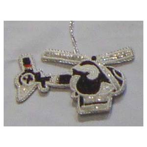 Hélicoptère en forme de cœur, ornement suspendu de noël, avec jeu de perles fines - Product Image 1
