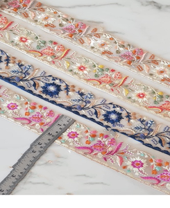 Encaje de Organza Bordado de una Sola Cara Ecológico Indio (100% Algodón) - Product Image 5