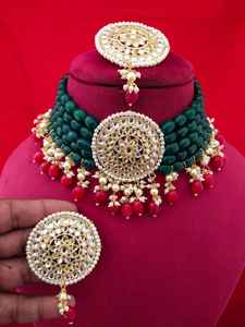 M Creation 2021 Conjunto de Gargantilla de perlas chapadas en oro con pendiente Nuevo patrón de forma de luna de moda para bodas y fiestas Precio bajo - Product Image 2