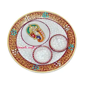 Ganesha handmade marble pooja thali indian wedding favors