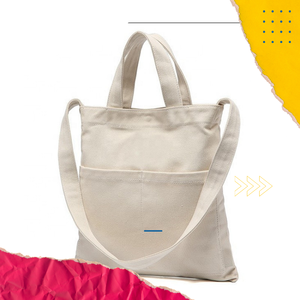 Organic Cotton Tote <b>Bag</b> | Eco Friendly Reusable Shopping Carry <b>Bag</b> with Long Shoulder Handles Custom Logo Wholesale Supply <b>Bag</b> - Product Image 3