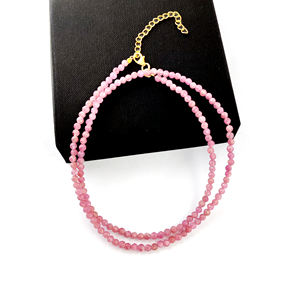 Collar de cuentas de turmalina rosa, cuentas facetadas - Product Image 2