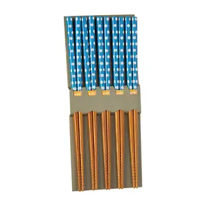 Wholesale Price Blue Color Eco-friendly Bamboo Polka Dot (5Pr) Chopsticks with Size L22.8cm Made in Taiwan, China