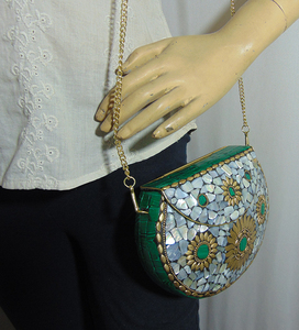 Retro Geometric Mosaic Color Shell Evening <b>Bag</b> Woman Lowellcraft.com FLAP Shape From Delhi - Product Image 6