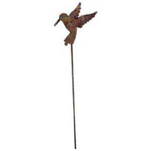 Poteau de jardin en métal rouillés, oiseau - Product Image 1
