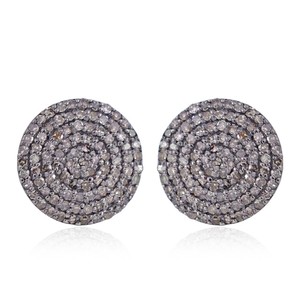 Natural Champagne Diamond Oxidized 925 <b>Silver</b> 12 MM Disc <b>Stud</b> Earrings Fine Jewelry Wholesale, Unisex <b>Studs</b>, Jewelry For Gifts - Product Image 3