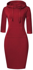 Mujer rayas bolsillo longitud de la rodilla Delgado Casual Pullover vestido con capucha - Product Image 5
