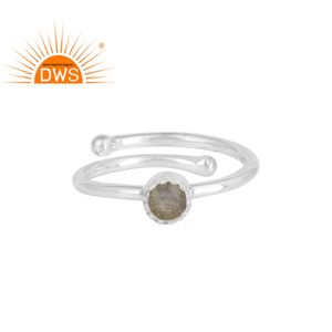 ธรรมชาติรอบตัด Labradorite พลอยมงกุฎแหวนเครื่องประดับผู้ค้าส่ง925เงินสเตอร์ลิงทำด้วยมือแหวนเครื่องประดับปรับ - Product Image 1