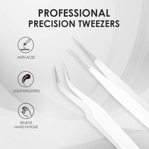 Kit de pinces à extensions de cils en acier inoxydable durables et réutilisables de qualité professionnelle GEMSTONE ENTERPRISES avec option de logo personnalisé - Product Image 4