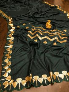 Saree de seda de aspecto tradicional para mujer, saree con Secuencia de sándwich, con blusa, pieza de vestir, saree barato, venta al por mayor - Product Image 3