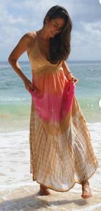 Robe longue coupe ample légère Boho Maxi Tie Dye avec décolleté en "V" à l'avant et à l'arrière pour les étés - Product Image 4