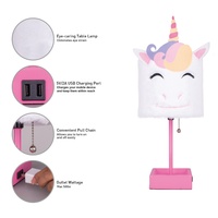 Lámpara de mesa de unicornio de lectura de dibujos animados, moderna, de Metal marrón, con sombra de felpa, puerto USB, salida de CA, BKLT-PV6, fabricante de China
