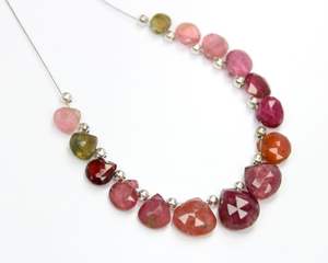 Perles en pierre précieuse naturelle de tourmaline multicolore de qualité supérieure AAA+ en forme de cœur facetté 5x5MM-9x8MM pour la fabrication de bijoux - Product Image 2