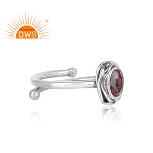 Natural Pink Topaz Oval Shape Gemstone <b>Ring</b> Wholesaler 925 Sterling Oxidized <b>Indian</b> Designer Silver <b>Ring</b> Jewelry Supplier - Product Image 3